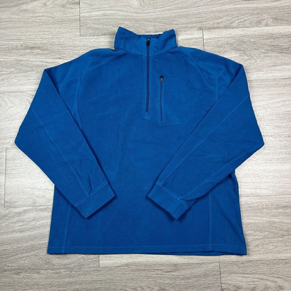 LL Bean Jacket Mens Medium Blue Fleece Outdoor Zip Hiking Long Sleeve